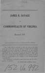 James R. Savage v. Commonwealth of Virginia