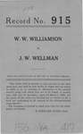 W.W. Williamson v. J. W. Wellman