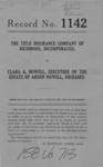 The Title Insurance Company of Richmond, Inc.,  v.  Clara A. Howell, Executrix of the Estate of Arden Howell, deceased