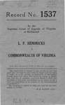 L.F. Hendricks v. Commonwealth of Virginia
