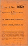 W. L. Lawrence & Son, Inc. v. Leonard C. Merkel, an Infant, etc.