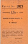 American National Insurance Company v. M. W. Branch
