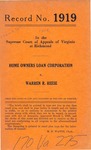 Home Owners' Loan Corporation v. Warren R. Reese
