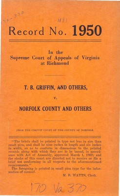 Virginia Supreme Court Records Volume 170 1938 Washington And Lee University School Of Law