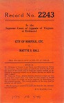 City of Norfolk v. Mattye S. Hall