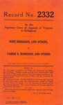Hope Morrison, et al. v. Carrie B. Morrison, Administratrix, etc.