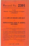 Frederick C. James and Imogene James Mays v. Peoples National Bank of Leesburg, et al.