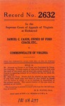 Samuel C. Cason, Owner of Ford Coach, etc., v. Commonwealth of Virginia