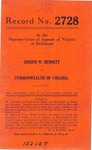Joseph W. Bennett v. Commonwealth of Virginia
