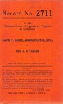 David T. Rorer, Administrator, etc. v. Mrs. A. G. Taylor