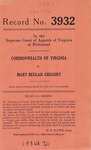 Commonwealth of Virginia v. Mary Beulah Gregory
