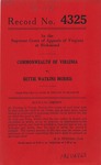 Commonwealth of Virginia v. Bettie Watkins Morris