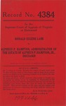 Ronald Eugene Lane v. Alpheus P. Hampton, Administrator of the Estate of Alpheus P. Hampton, Jr., deceased