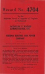 Jacqueline P. Watson, Administratrix, etc. v. Virginia Electric and Power Company