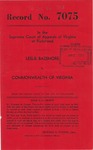 Leslie Bazemore v. Commonwealth of Virginia