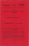 Thurston Massie, etc. v. Commonwealth of Virginia