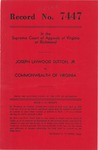 Joseph Linwood Sutton, Jr. v. Commonwealth of Virginia