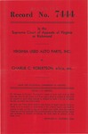 Virginia Used Auto Parts, Inc. v. Charlie C. Robertson, a/k/a, etc.
