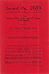 Claude F. Bloodgood, III v. Commonwealth of Virginia