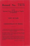 Henry Lee Clere v. Commonwealth of Virginia